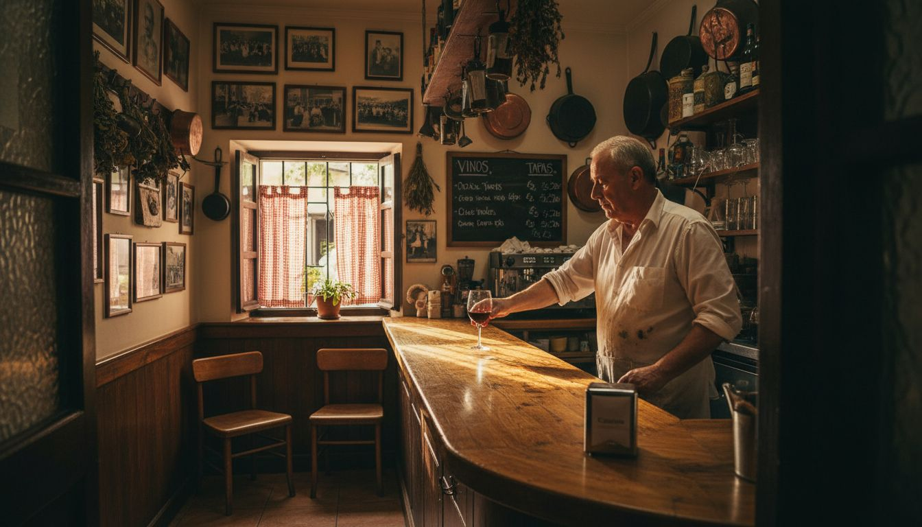 Ambiente acogedor y tradicional de una taberna española de toda la vida