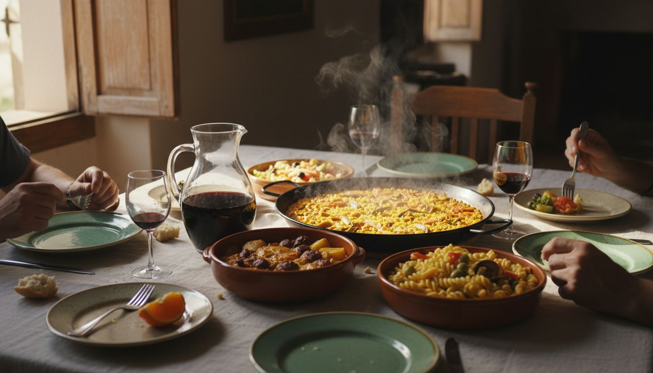 Los platos típicos valencianos servidos en la mesa de casa