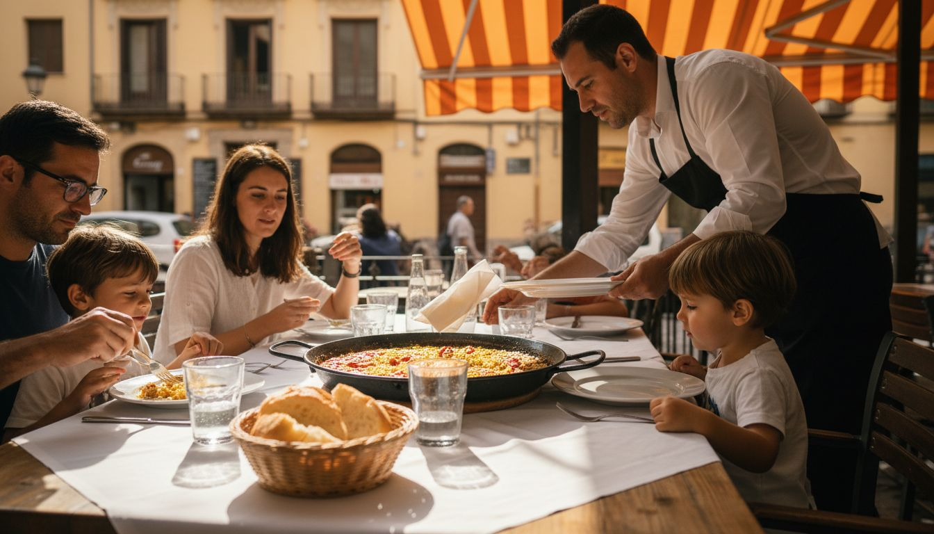 Reunión familiar valenciana disfrutando de una comida tradicional al aire libre